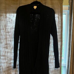 Navy Ribbed Cardigan Sweater